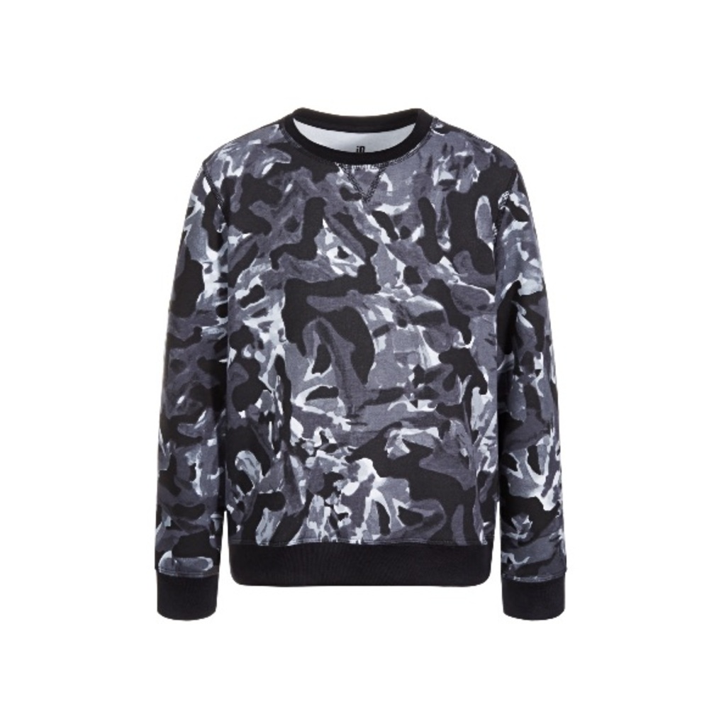 ID Ideology Big Boys Black & White Waves Long Sleeve Crewneck Pullover Size XL